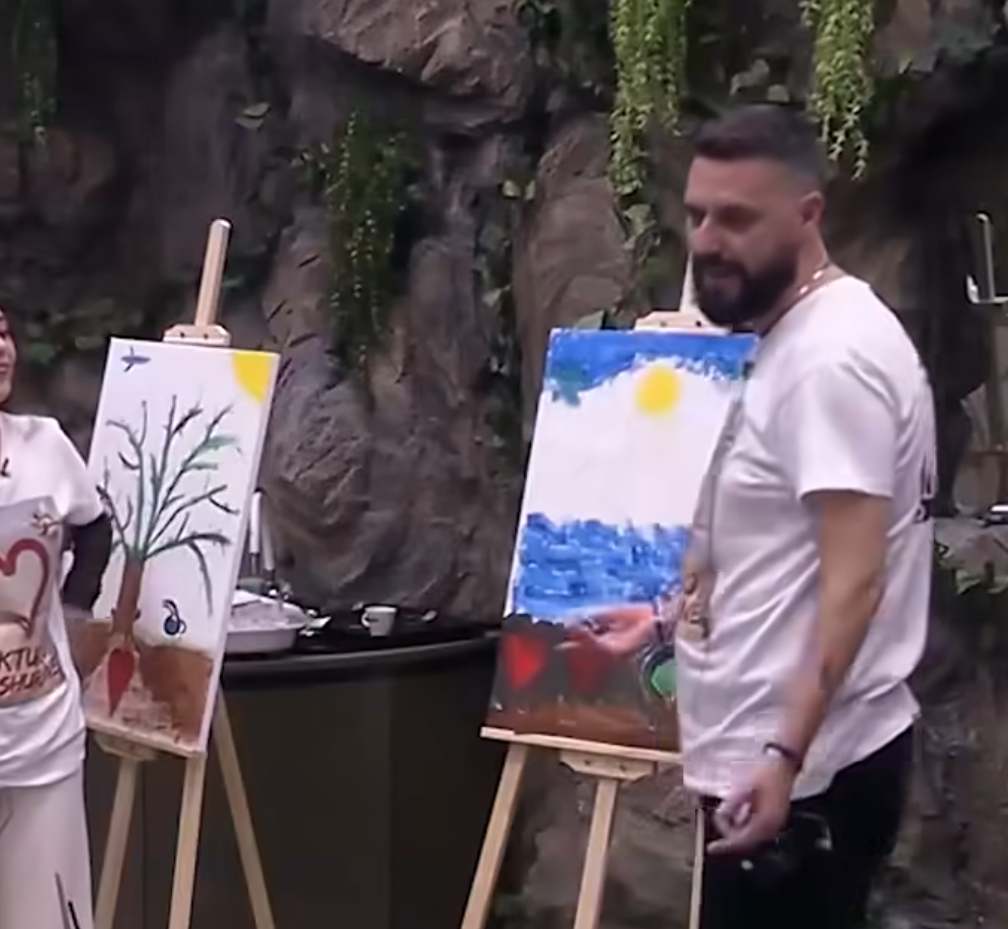 Miri shpjegon pikturën e tij të realizuar në BBV, merr vëmendje ky detaj: “Këtu është…”